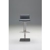 Hydraulic Bar Stool Grey Leatherette with Brushed Stainless Steel  - Front - Hydraulic Bar Stool Grey Leatherette with Brushed Stainless Steel  - Front