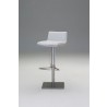 Hydraulic Bar Stool White Leatherette with Brushed Stainless Steel  - Angled - Hydraulic Bar Stool White Leatherette with Brushed Stainless Steel  - Angled