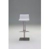 Hydraulic Bar Stool White Leatherette with Brushed Stainless Steel  - Front - Hydraulic Bar Stool White Leatherette with Brushed Stainless Steel  - Front