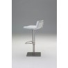 Hydraulic Bar Stool White Leatherette with Brushed Stainless Steel  - Back Angled - Hydraulic Bar Stool White Leatherette with Brushed Stainless Steel  - Back Angled