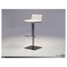 Hydraulic Bar Stool White Leatherette with Brushed Stainless Steel  - Angled - Hydraulic Bar Stool White Leatherette with Brushed Stainless Steel  - Angled