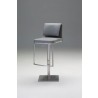 Neo Hydraulic Bar Stool Grey Leatherette with Brushed Stainless Steel - Angled
