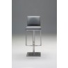 Neo Hydraulic Bar Stool Grey Leatherette with Brushed Stainless Steel - Front