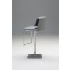 Neo Hydraulic Bar Stool Grey Leatherette with Brushed Stainless Steel - Back Angle