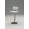 Neo Hydraulic Bar Stool White Leatherette with Brushed Stainless Steel - Angled