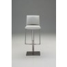 Neo Hydraulic Bar Stool White Leatherette with Brushed Stainless Steel - Front