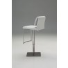 Neo Hydraulic Bar Stool White Leatherette with Brushed Stainless Steel - Back Angle