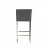 Tate Bar Stool Grey Leatherette with Brushed Stainless Steel - Back - Tate Bar Stool Grey Leatherette with Brushed Stainless Steel - Back