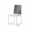 Lauren Dining Chair. Grey & White Faux Leather - Angled - Lauren Dining Chair. Grey & White Faux Leather - Angled