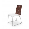Lauren Dining Chair. Walnut & White Faux Leather - Angled - Lauren Dining Chair. Walnut & White Faux Leather - Angled