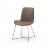 Aileen Dining Chair Taupe Faux Leather Dining Chair - Angled - Aileen Dining Chair Taupe Faux Leather Dining Chair - Angled