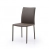 Candance Dining Chair In Taupe Leather - Angled - Candance Dining Chair In Taupe Leather - Angled