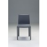 Fleur Dining Chair Grey In Full Leather Wrap - Front - Fleur Dining Chair Grey In Full Leather Wrap - Front