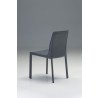 Fleur Dining Chair Grey In Full Leather Wrap - Back Angle - Fleur Dining Chair Grey In Full Leather Wrap - Back Angle