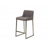 Bennett Counter Stool Light Grey Fabric with Brushed Stainless Steel - Angled