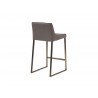 Bennett Counter Stool Light Grey Fabric with Brushed Stainless Steel - Back Angled
