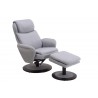 Denmark Recliner and Ottoman in Light Grey - Angled - Denmark Recliner and Ottoman in Light Grey - Angled