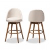 Baxton Studio Carra Swivel Bar Stool - Set of 2 - Light Beige - Baxton Studio Carra Swivel Bar Stool - Set of 2 - Light Beige