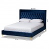 Baxton Studio Valery Upholstered Platform Bed - Navy Blue - Queen - Baxton Studio Valery Upholstered Platform Bed - Navy Blue - Queen