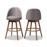 Baxton Studio Carra Swivel Bar Stool - Set of 2 - Grey - Baxton Studio Carra Swivel Bar Stool - Set of 2 - Grey