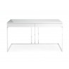 Sabine Desk In High Gloss White With Stainless Steel Base - Angled View