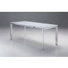 Ghost Extending Dining Table White Glass with Polished Stainless Steel - Ghost Extending Dining Table White Glass with Polished Stainless Steel