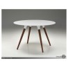 Iztuzu 29" Round Dining Table White Solid Surface with Walnut Base - Iztuzu 29" Round Dining Table White Solid Surface with Walnut Base