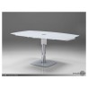 Ovum Extending Dining Table Pure White Glass with Polished Stainless Steel - Ovum Extending Dining Table Pure White Glass with Polished Stainless Steel