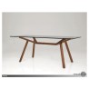 Trestle Dining Table Clear Glass with Solid American Walnut  - Trestle Dining Table Clear Glass with Solid American Walnut 