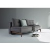 Dual Sofa With Dark Wood Legs  and Soft Grey Fabric - Angled View - Dual Sofa With Dark Wood Legs  and Soft Grey Fabric - Angled View