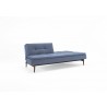 Splitback Dublexo Sofa in Soft Indigo Blue Fabric and Dark Wood - Half Folded - Splitback Dublexo Sofa in Soft Indigo Blue Fabric and Dark Wood - Half Folded