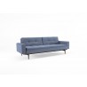 Splitback Dublexo Sofa in Sofa Dark Wood and Soft Indigo Blue Fabric - Semi Folded - Splitback Dublexo Sofa in Sofa Dark Wood and Soft Indigo Blue Fabric - Semi Folded