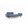Splitback Dublexo Sofa in Sofa Dark Wood and Soft Indigo Blue Fabric - Half Folded - Splitback Dublexo Sofa in Sofa Dark Wood and Soft Indigo Blue Fabric - Half Folded