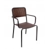 Rio Stacking Aluminum Armchair Mocha Synthetic Wicker, Black Frame - Rio Stacking Aluminum Armchair Mocha Synthetic Wicker, Black Frame