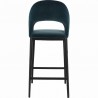 Moe's Home Collection Roger Counter Stool - Teal Velvet - Rear - Moe's Home Collection Roger Counter Stool - Teal Velvet - Rear