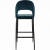 Moe's Home Collection Roger Bar Stool - Teal Velvet - Rear - Moe's Home Collection Roger Bar Stool - Teal Velvet - Rear