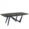 Esse Dining Table In Grey & Blue Base with Noir Desir Ceramic Top - White BG - Esse Dining Table In Grey & Blue Base with Noir Desir Ceramic Top - White BG