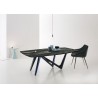 Esse Dining Table In Grey & Blue Base with Noir Desir Ceramic Top - Esse Dining Table In Grey & Blue Base with Noir Desir Ceramic Top