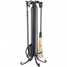 Mr. Bar-B-Q UniFlame® 5 Piece Black Wrought Iron Fireset with Crook Handles