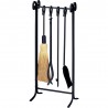 Mr. Bar-B-Q UniFlame® 5 Piece Heavyweight Black Wrought Iron Inline Fireset with Crook Handles