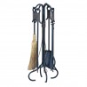 Mr. Bar-B-Q UniFlame® 5 Piece Black Wrought Iron Fireset with Copper Rope Handles