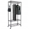 Garment Rack with Adjustable Shelves with Hooks - Black - With Clothes - Garment Rack with Adjustable Shelves with Hooks - Black - With Clothes