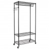 Garment Rack with Adjustable Shelves with Hooks - Black - Angled - Garment Rack with Adjustable Shelves with Hooks - Black - Angled
