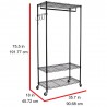 Garment Rack with Adjustable Shelves with Hooks - Black - Dimensions - Garment Rack with Adjustable Shelves with Hooks - Black - Dimensions