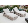 Coronado Wicker Adjustable Chaise With Cushions - Lifestyle with White Cushion - Coronado Wicker Adjustable Chaise With Cushions - Lifestyle with White Cushion