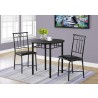 Dining Set - 3pcs Set / Black Metal And Top - Dining Set - 3pcs Set / Black Metal And Top
