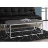 Coffee Table - Grey With Chrome Metal - Coffee Table - Grey With Chrome Metal