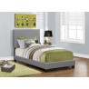 Bed - Twin Size / Grey Leather-look Fabric - Bed - Twin Size / Grey Leather-look Fabric