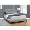 Bed - Queen Size Grey Linen With Chrome Trim - Bed - Queen Size Grey Linen With Chrome Trim