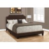 Bed - Queen Size Dark Brown Linen With Chrome Trim - Bed - Queen Size Dark Brown Linen With Chrome Trim